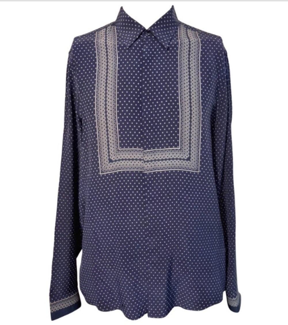 Gucci Resort 2014 Geometric Tile Silk Twill Bib Shirt size Slim fit 41 / 16